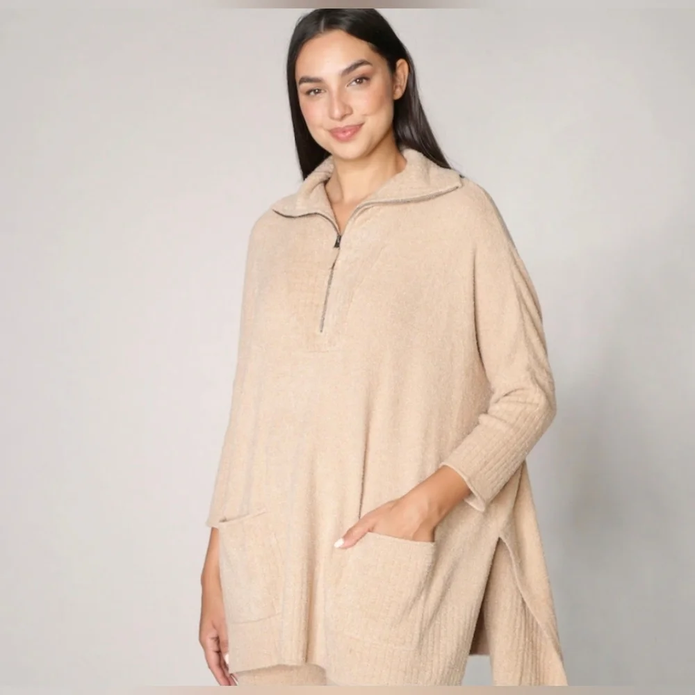 Barefoot Dreams Cozy Chic Lite Half Zip Poncho Pullover Small/Medium - Picture 2 of 10